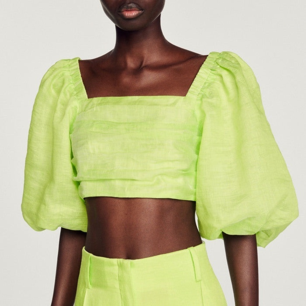 NWT Sandro Lime Green Wide Leg Jumpsuit Size Small(1) Large(3) and XLarge(4)